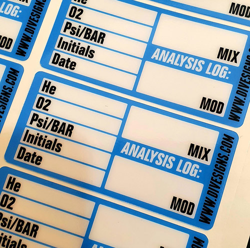 Dive Signs - Gas Analysis Stickers